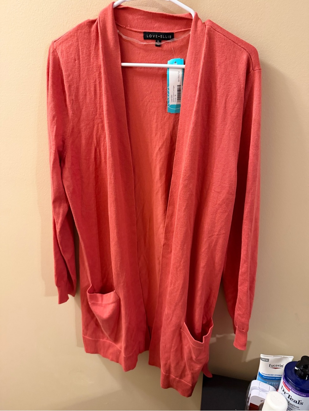 Love Ellie Coral Open-Front Women's Cardigan size XL NWT
